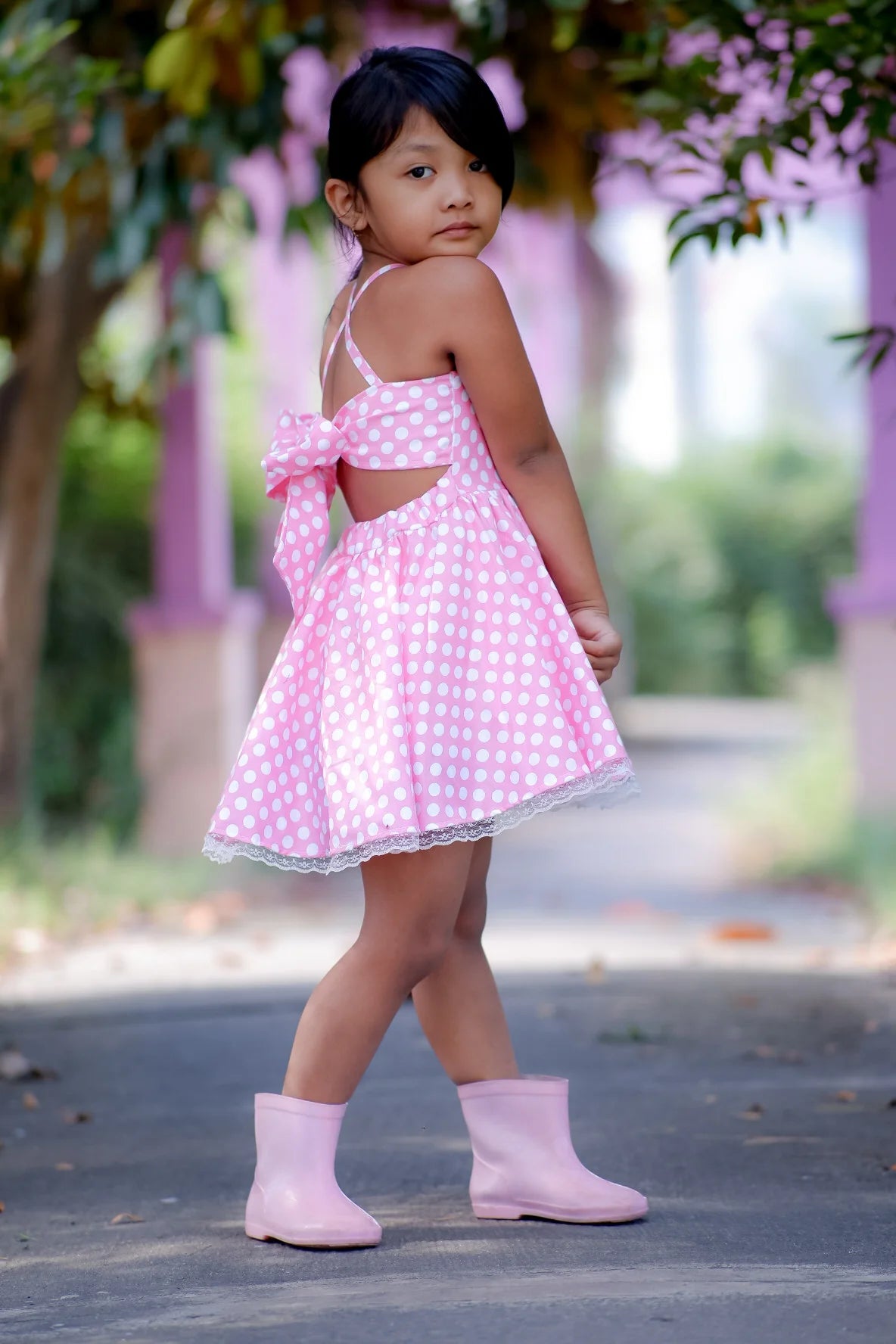 Bubblegum GF - Flowy Satin & Bow Back Amoree Dress - Pick Your Size