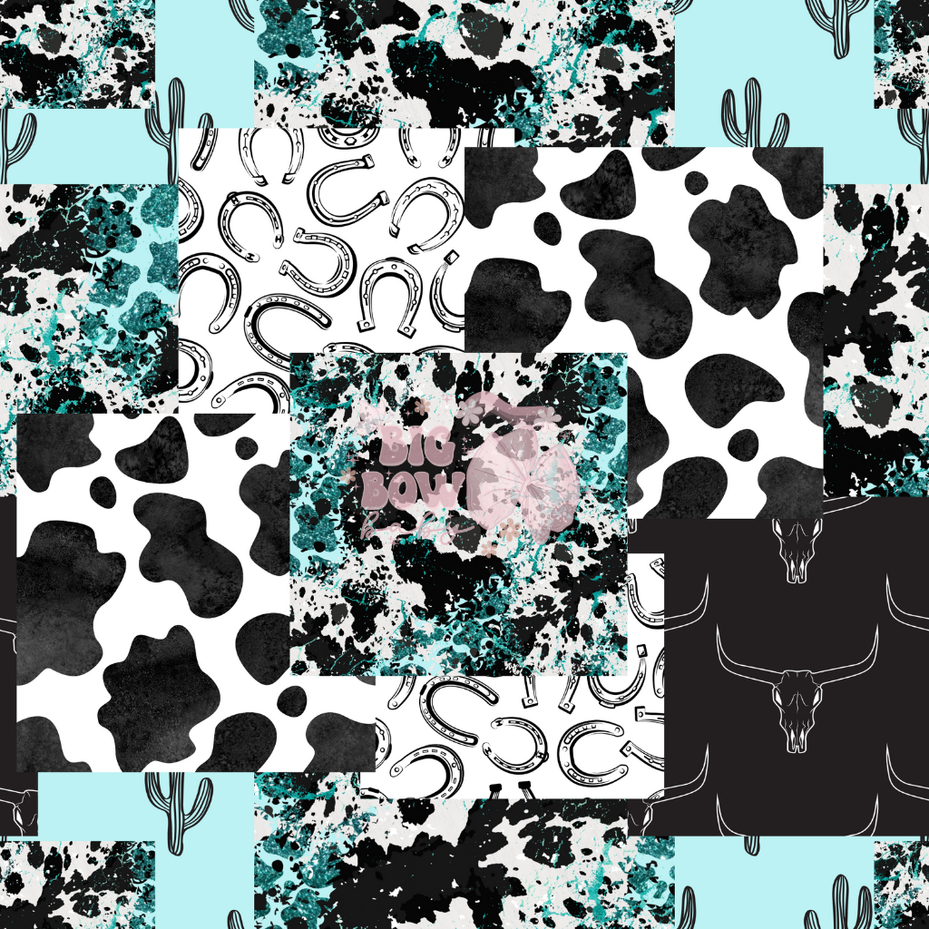Cowprint + Blue Black White Patchwork