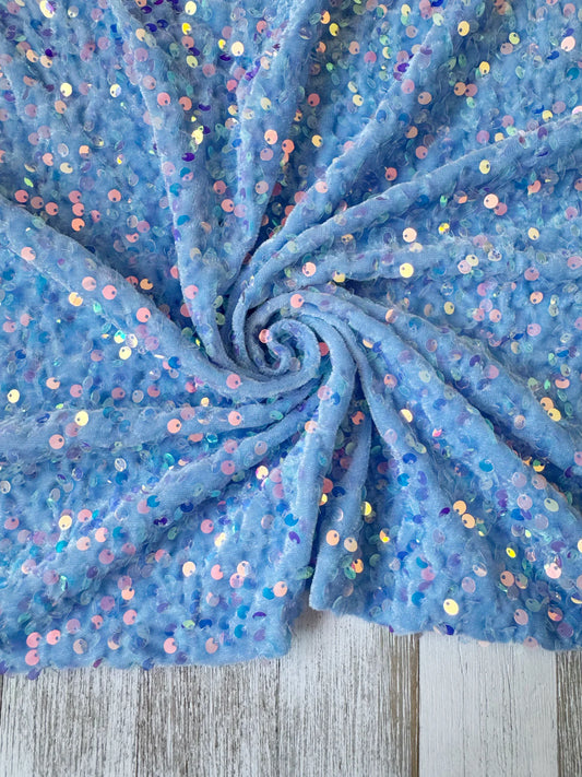 Sky Blue Sequins (On Velvet)