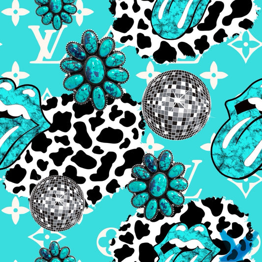Turquoise Boujee Tongues + Cowprint