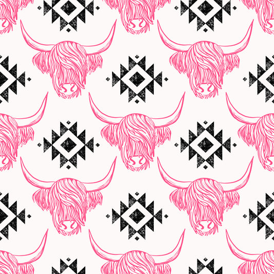Pink/Black Highland Cow - Western