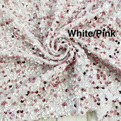 Pink/White Velvet Sequins