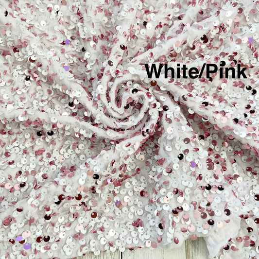 Pink/White Velvet Sequins