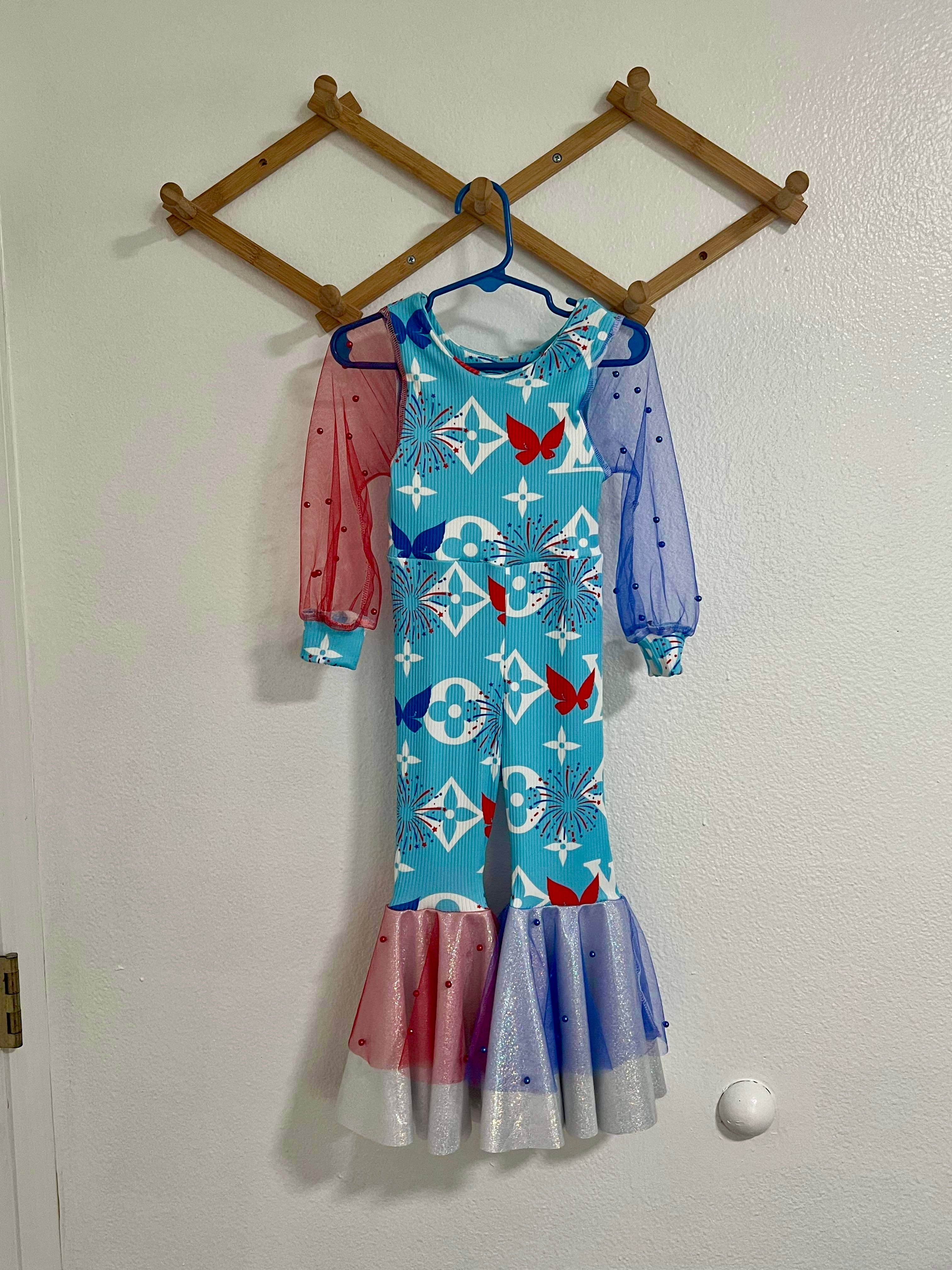 Fourth of July Boujee 🦋 2T READY TO SHIP - Bell Romper