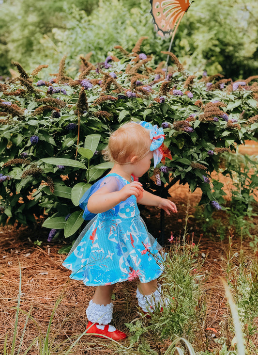 FOJ Boujee 🦋 - Flutter Sleeve Brielle Skirted Romper (OR PICK A 4th Of July PRINT)