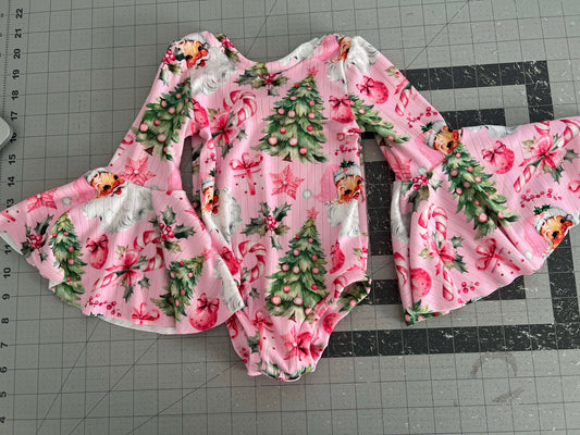 12/18 Pink Santa Bell Sleeved Leo