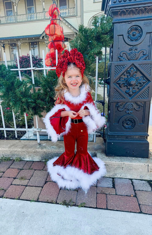 Mrs. Clause Boujee Bell Romper & Bow