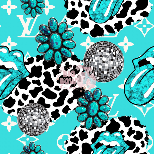 Turquoise Boujee Tongues + Cowprint