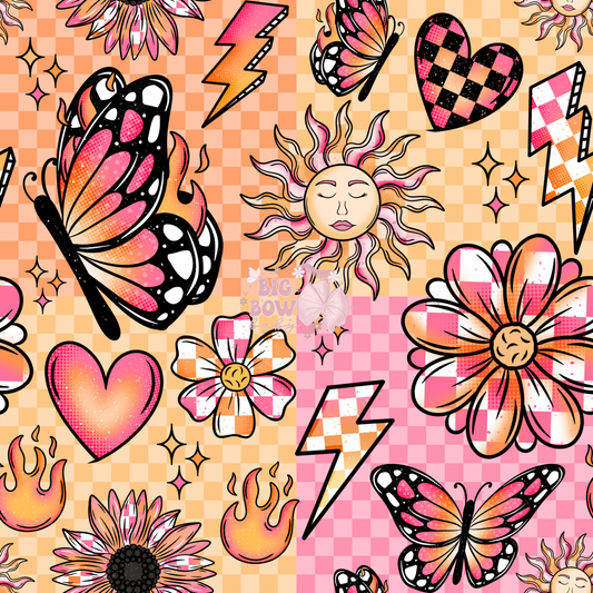 Floral Lightening & Sun ☀️ Checkered