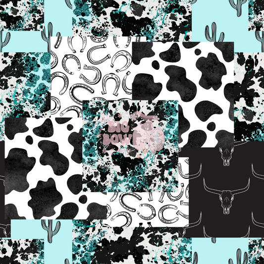 Cowprint + Blue Black White Patchwork