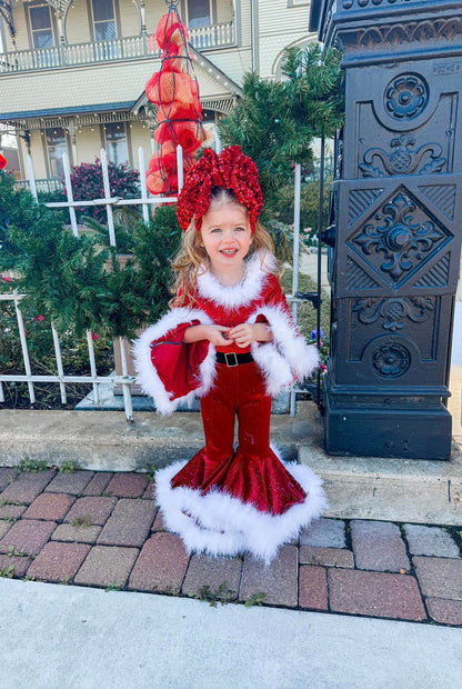 Mrs. Clause Boujee Bell Romper & Bow