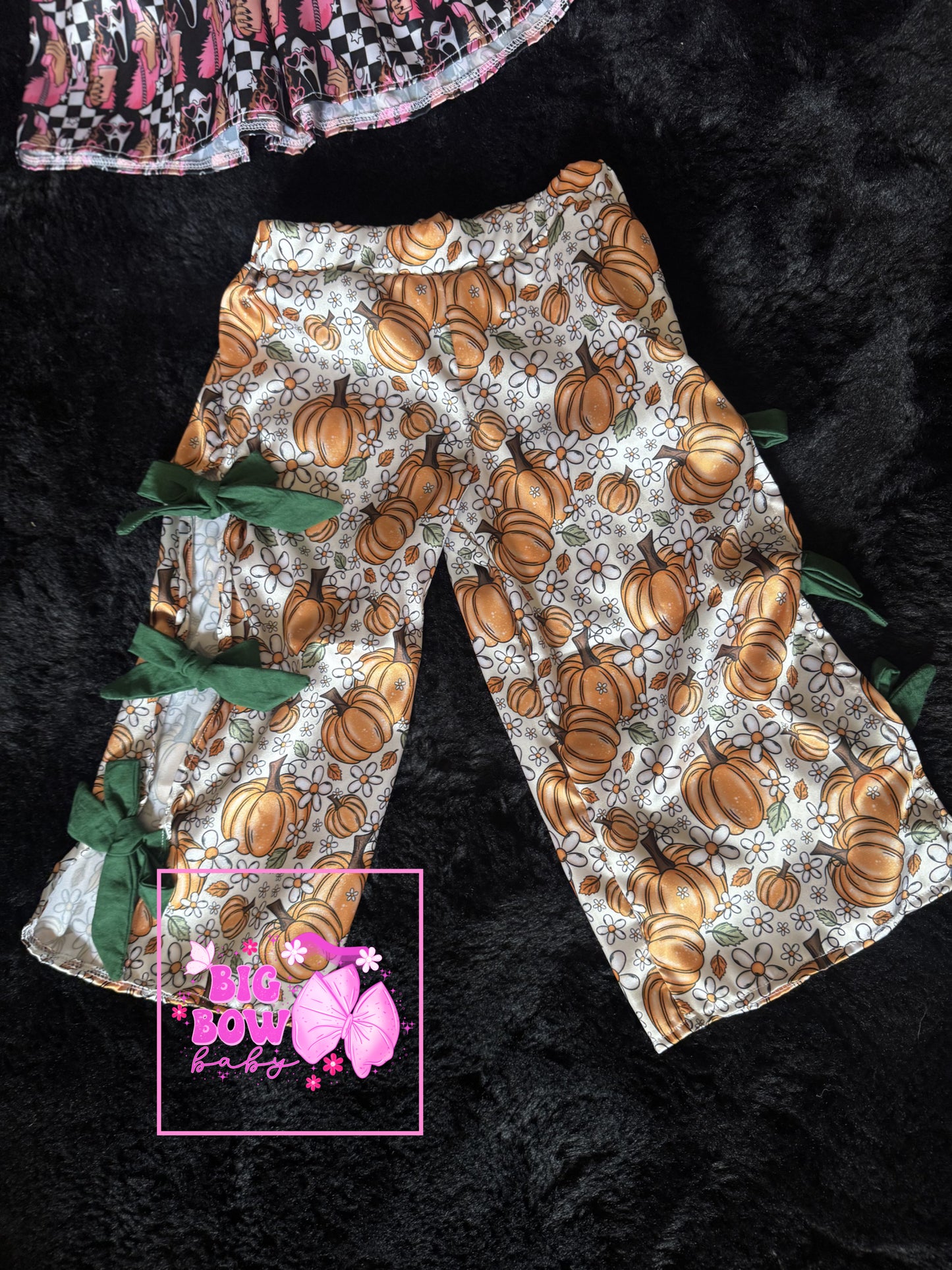 18/24 Satin Flow Tie Pants - Pumpkins - RTS