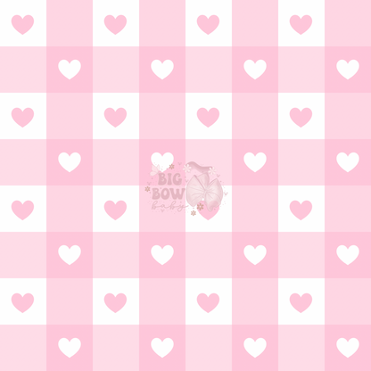 Baby Pink Hearts Checkered