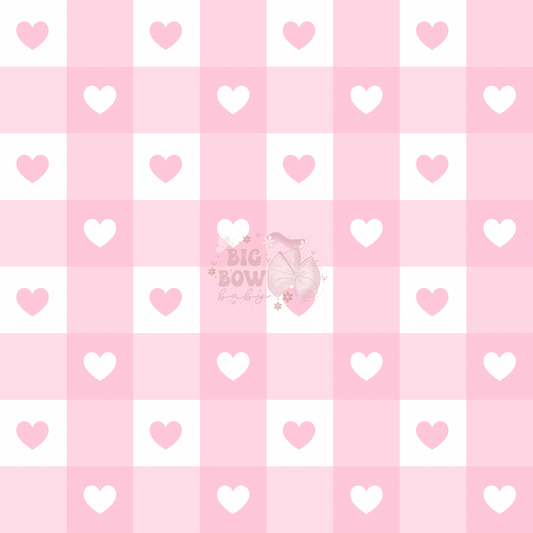 Baby Pink Hearts Checkered
