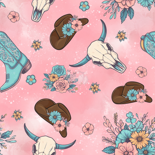 Cute Highland Cow Pink + Turquoise