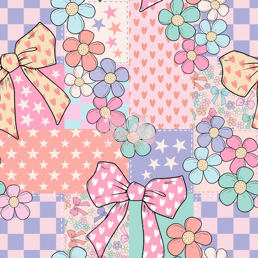 Colorful Checkers & Floral Bow Patchwork