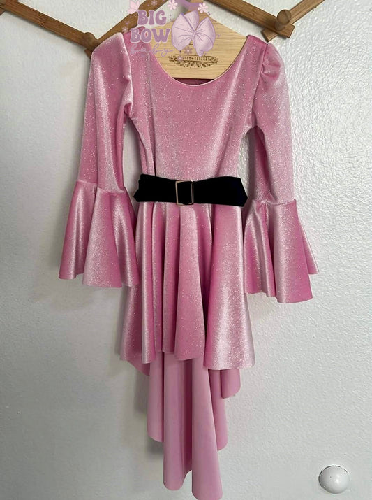Merry Pink Hi-Lo Dress 💖 - GLITTER PINK VELVET 3T