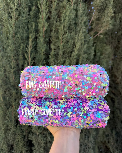 Pink Confetti Velvet Sequins