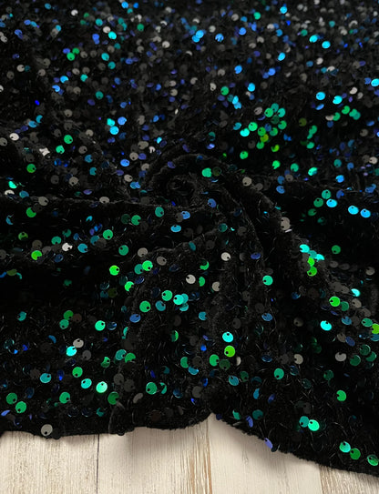 Green/Blue Sequins (On Velvet)