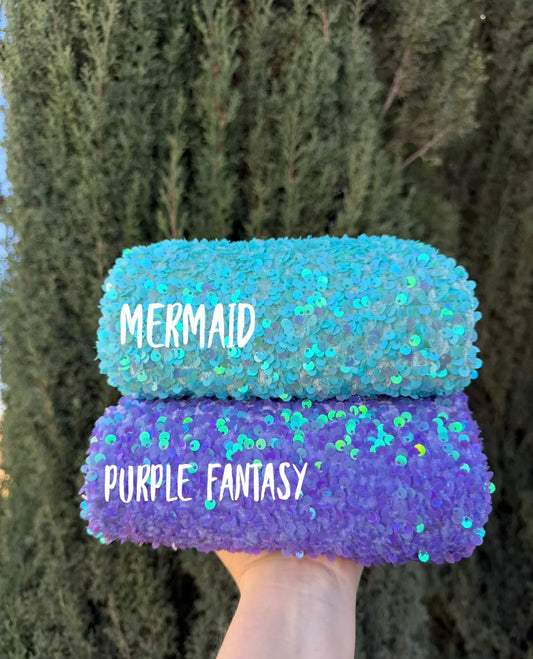 Mermaid Blue Velvet Sequins