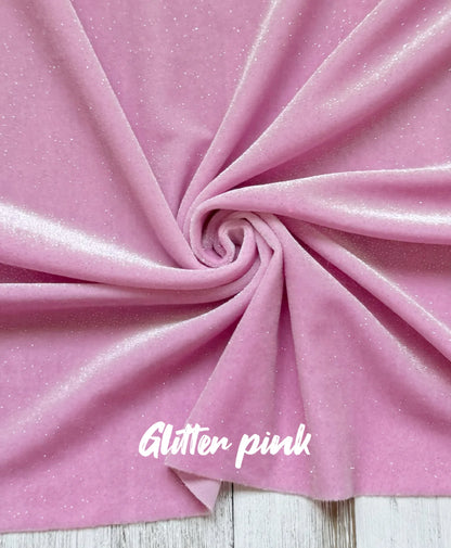 GLITTER PINK VELVET - Mrs. Clause Bell Romper & Bow