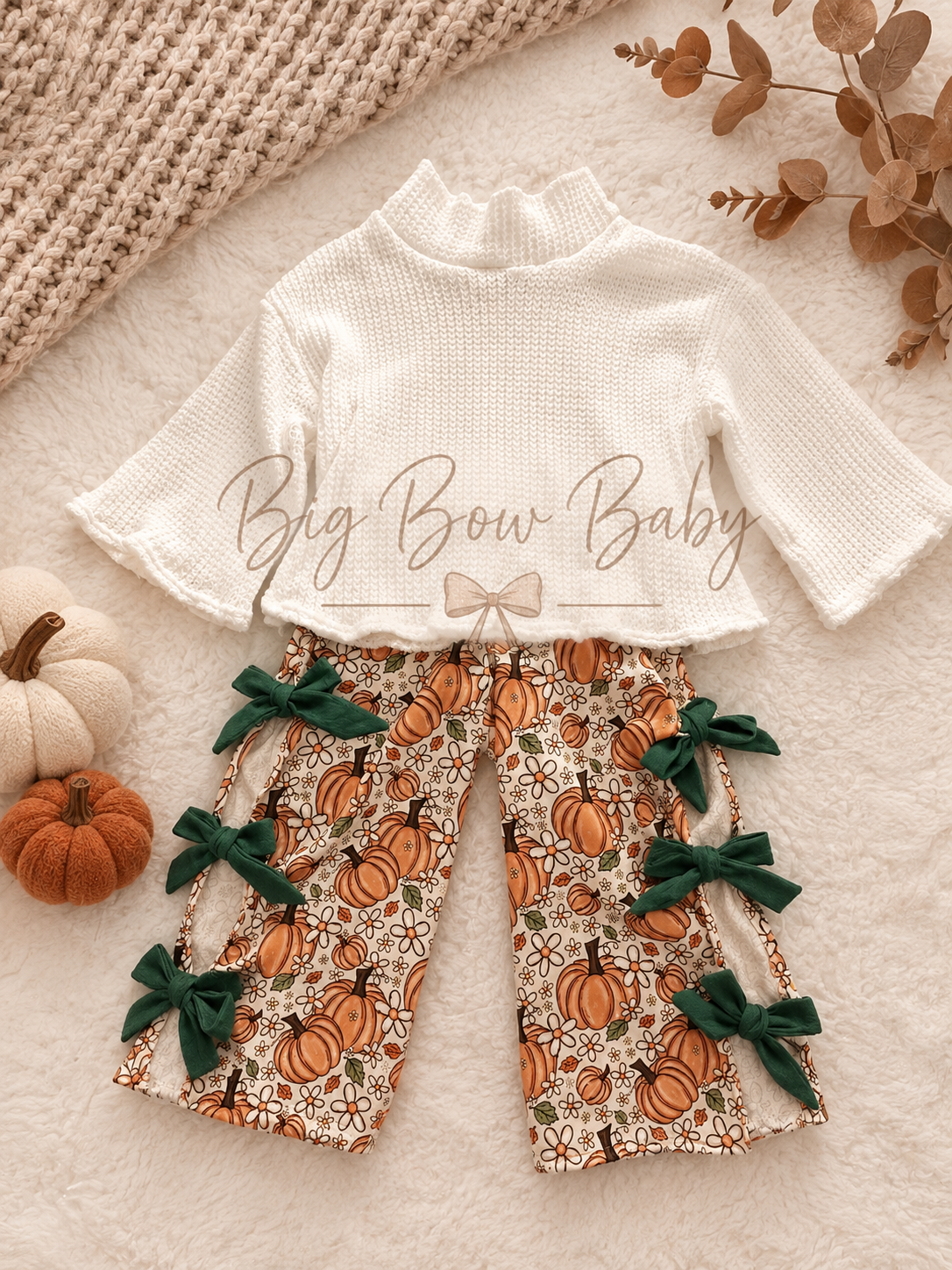 18/24 Satin Flow Tie Pants - Pumpkins - RTS