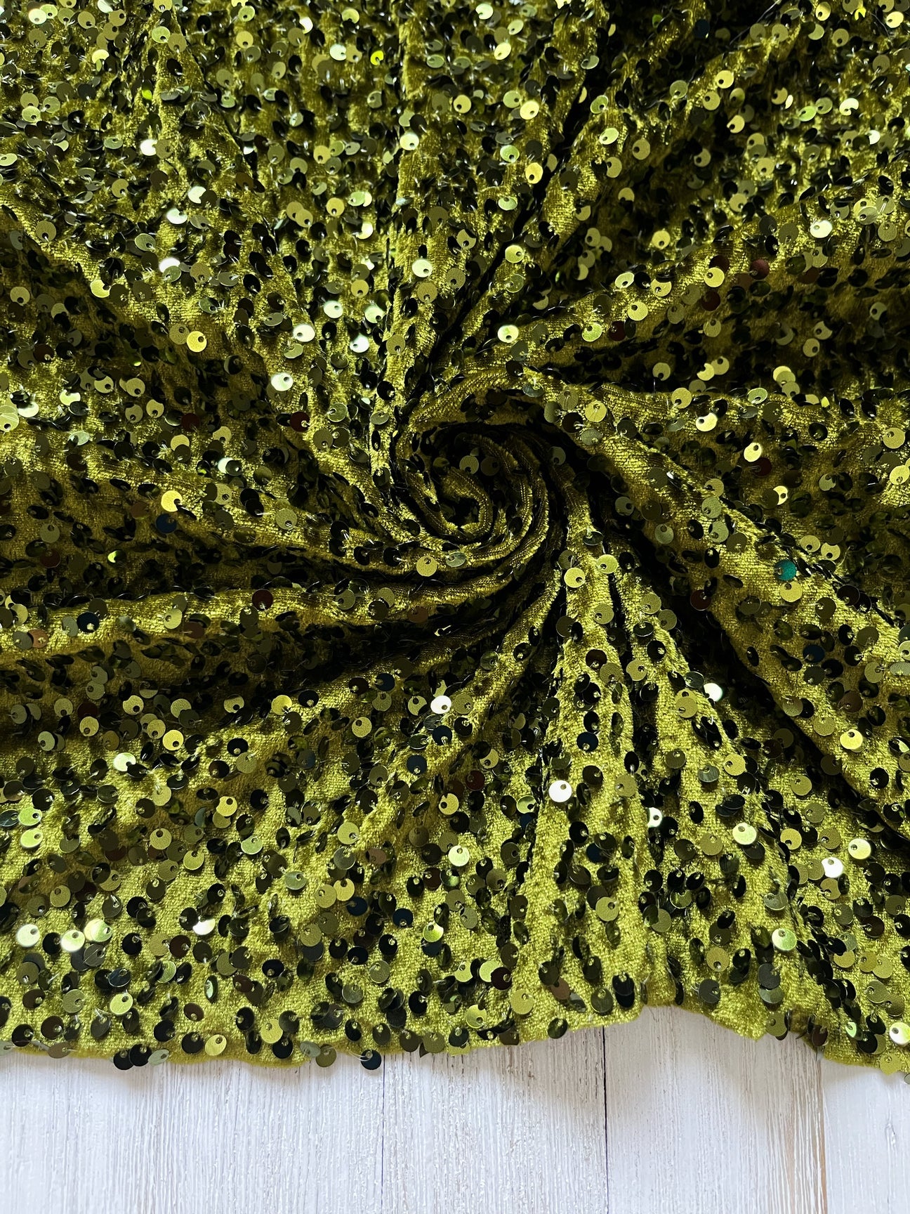 Olive Sequins (On Velvet)