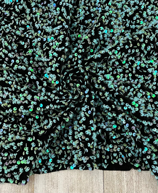 Aquamarine Sequins (On Velvet)