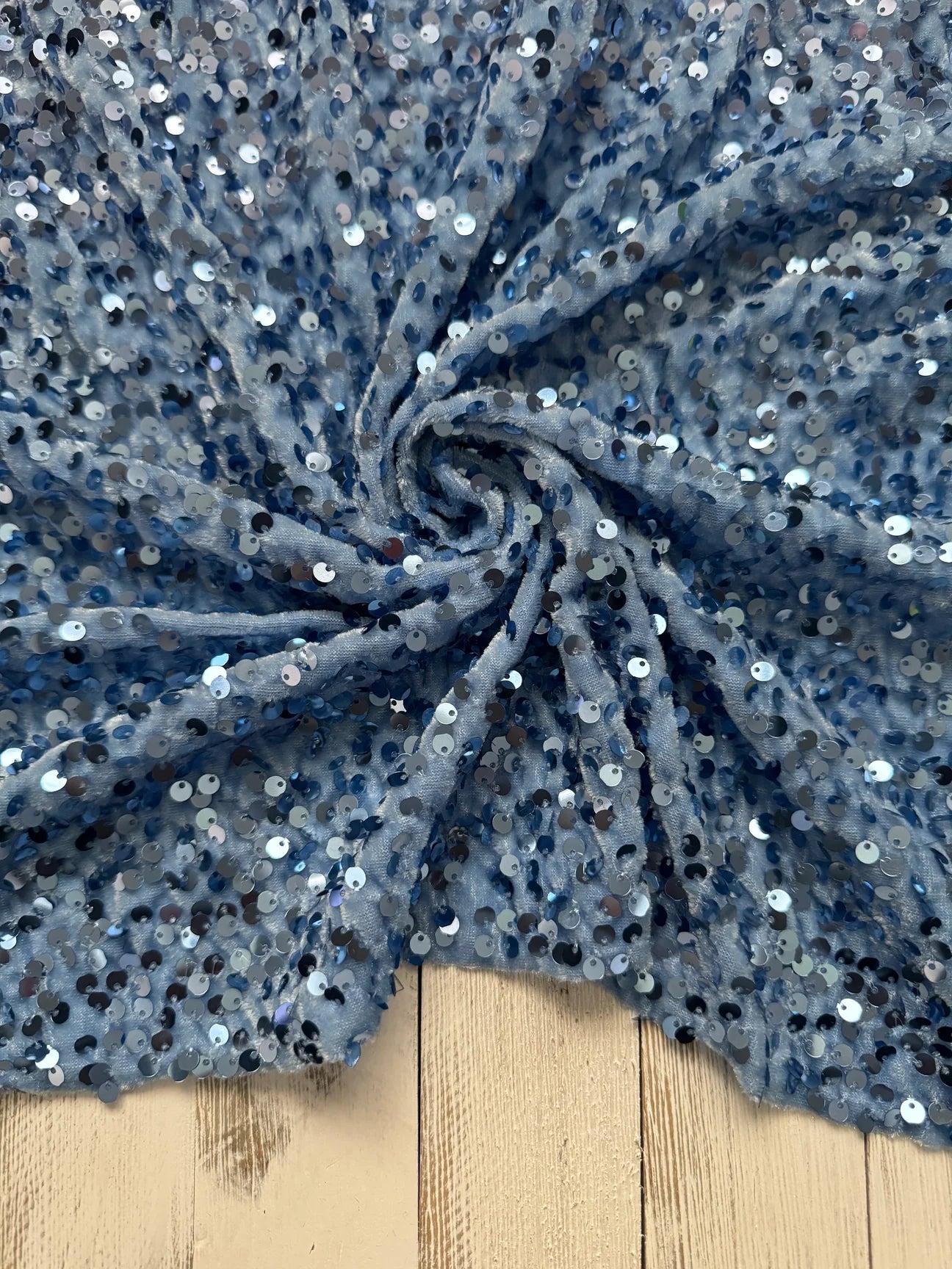Denim Blue Sequins (On Velvet)