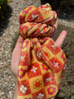 Orange/Yellow Checkered Floral Boujee - Pick Your Size & Style (Wraps & Sailors)