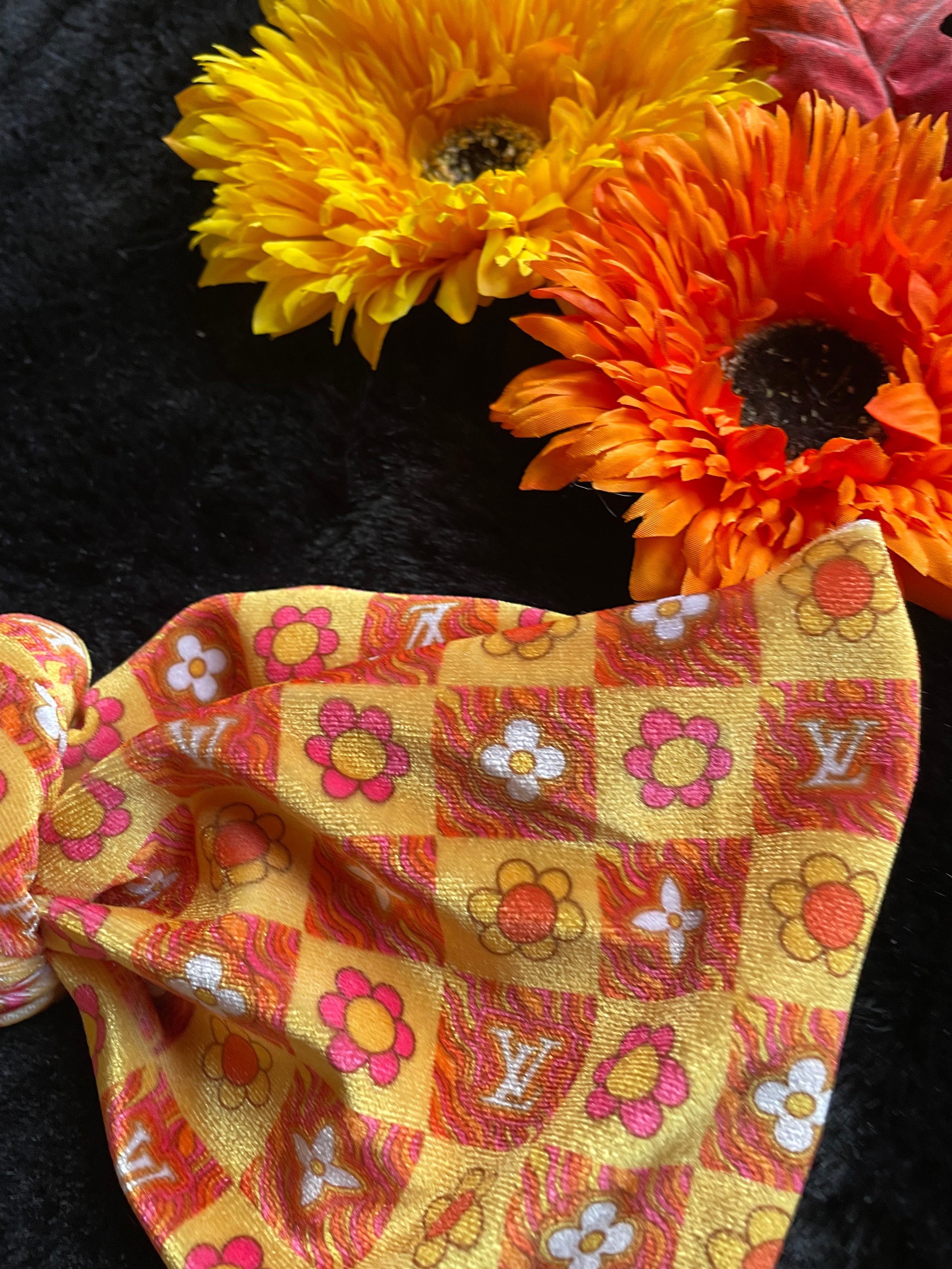 Orange/Yellow Checkered Floral Boujee - Pick Your Size & Style (Wraps & Sailors)