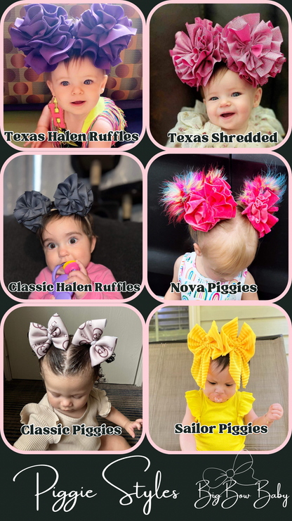 Harley Biker Babe - PIGGIES & SINGLE BOWS - Pick Your Style & Size