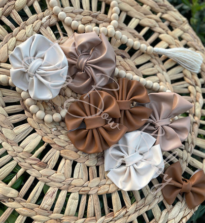 Pleather Piggie Bow Boxes (Neutral & Colored) - 4 Piggie Sets